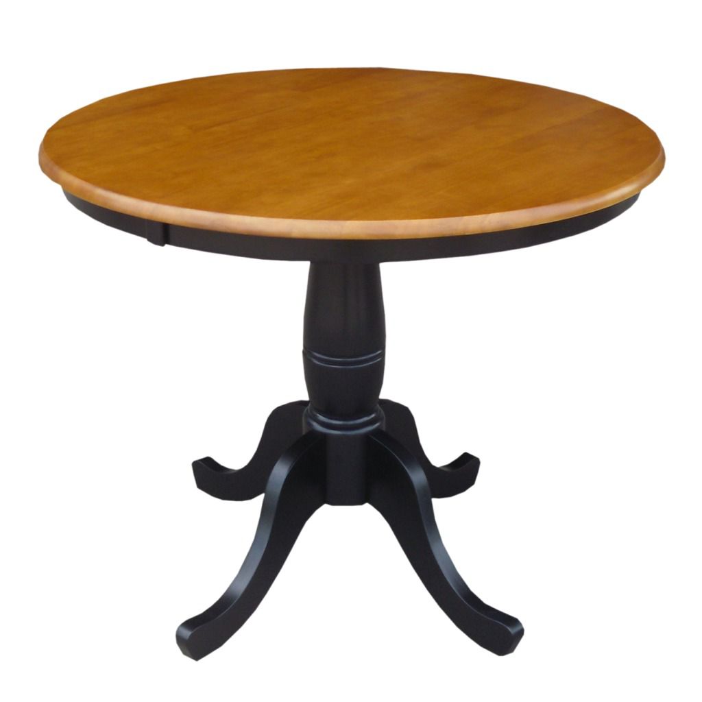 International Concepts Black/Cherry 36" Round Top Ped Table 30" High