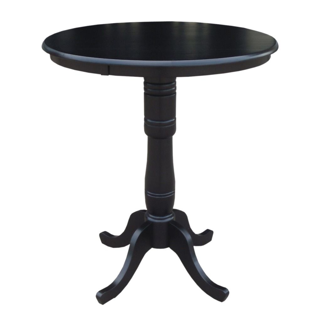 International Concepts Black  36" Round Top Ped Table 42" High