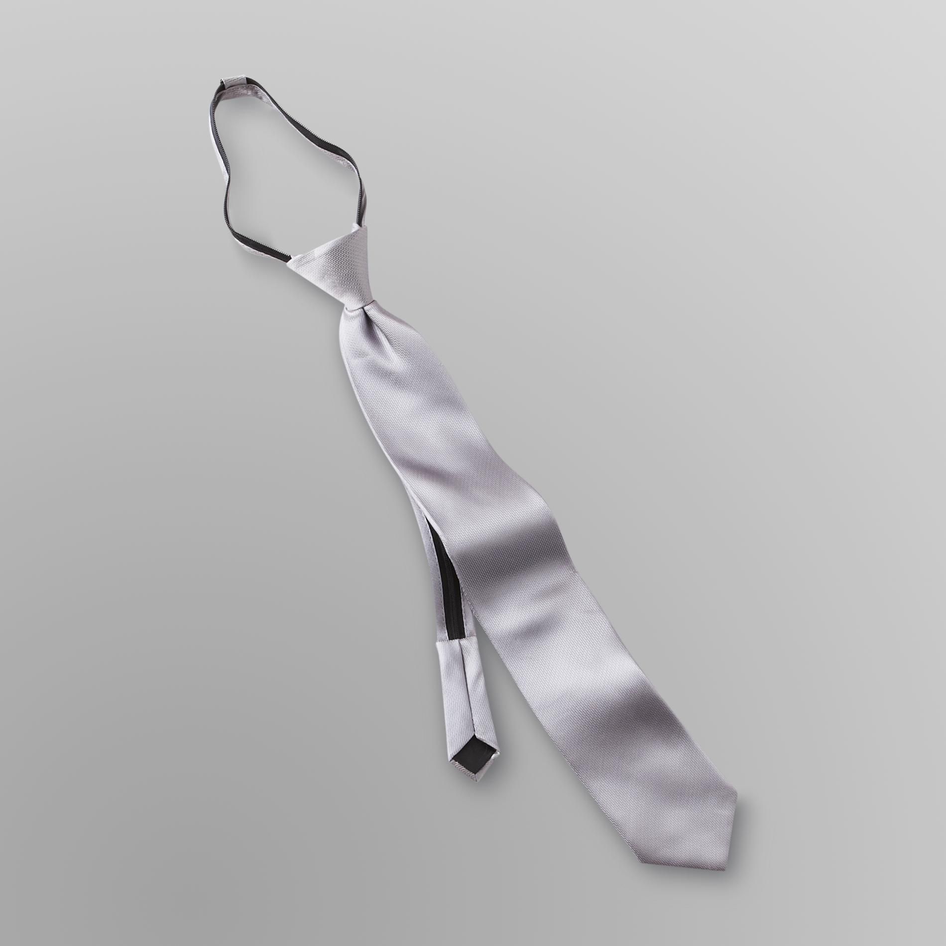 David Taylor Collection Men's Zipper Necktie - Solid Texture