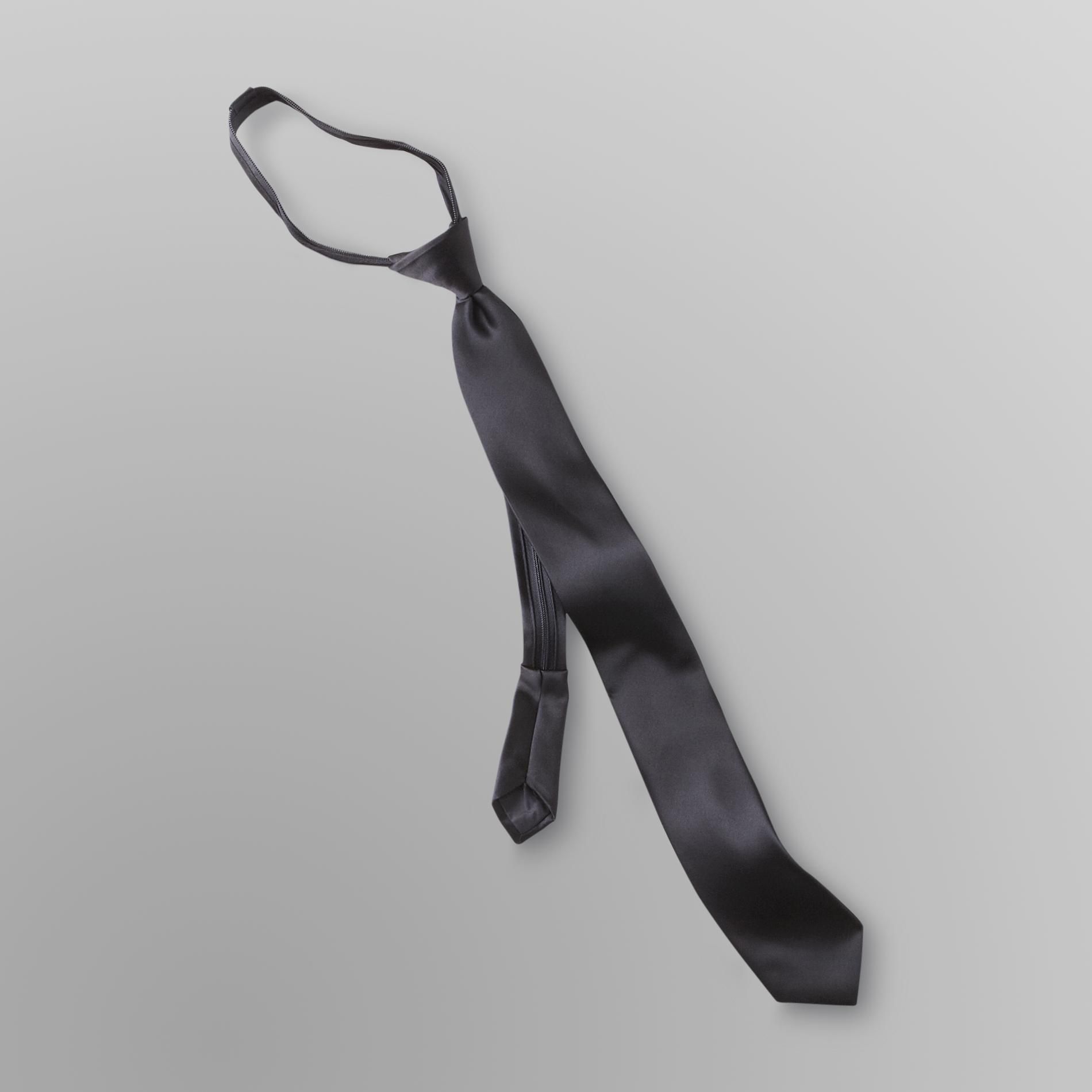 David Taylor Collection Men's Zipper Tie - Solid Texture