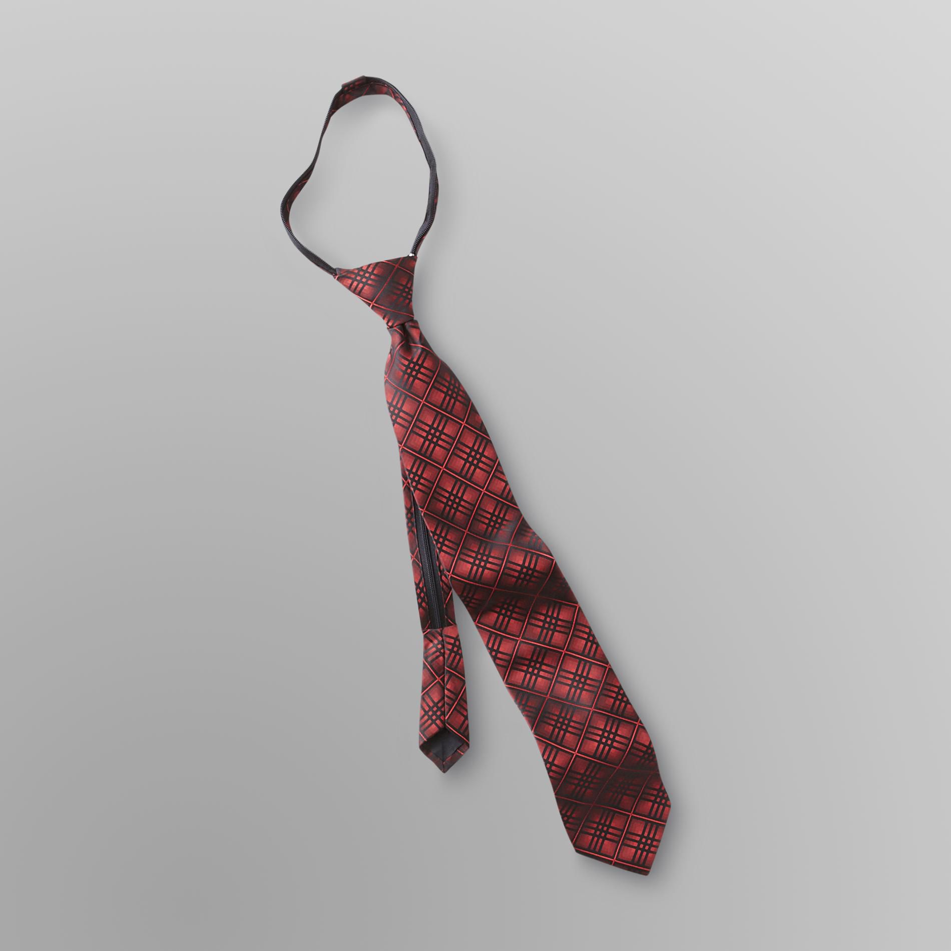 David Taylor Collection Men's Zipper Necktie - Grid
