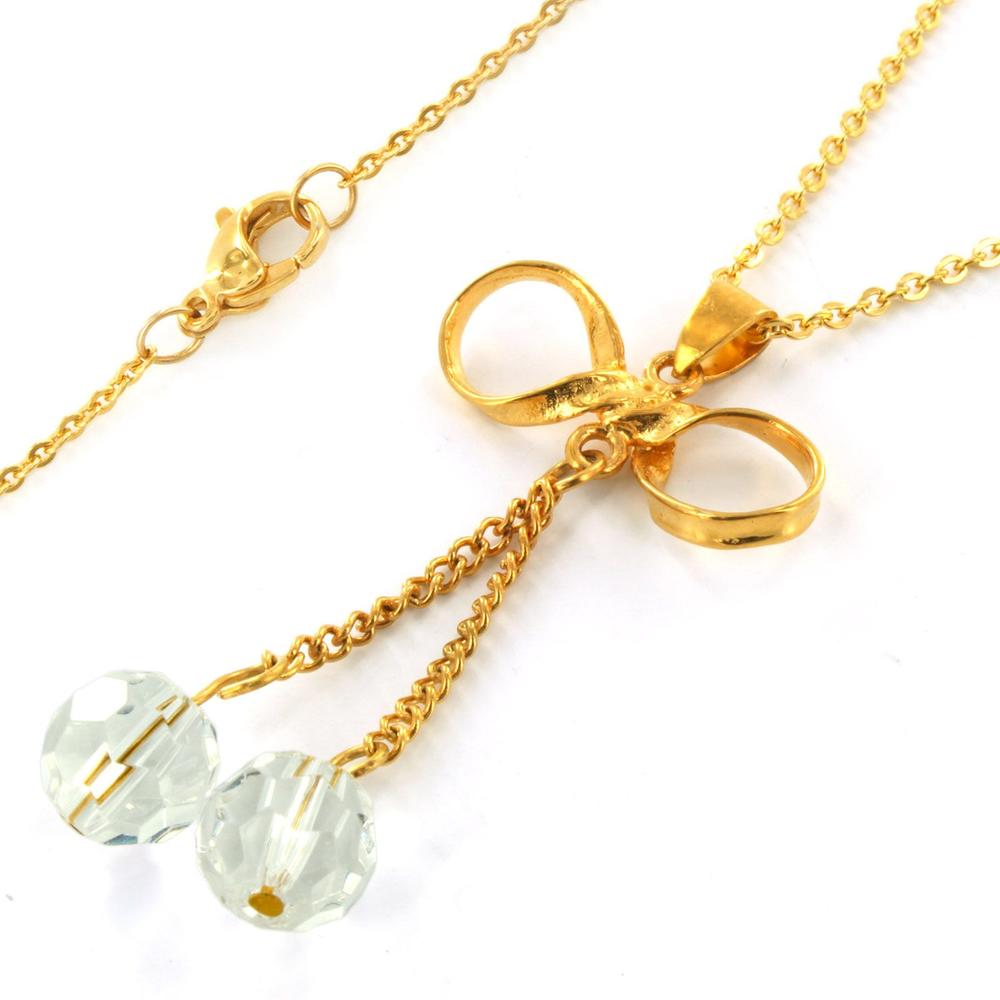 West Coast Jewelry Stainless Steel Bowtie Drop Necklace