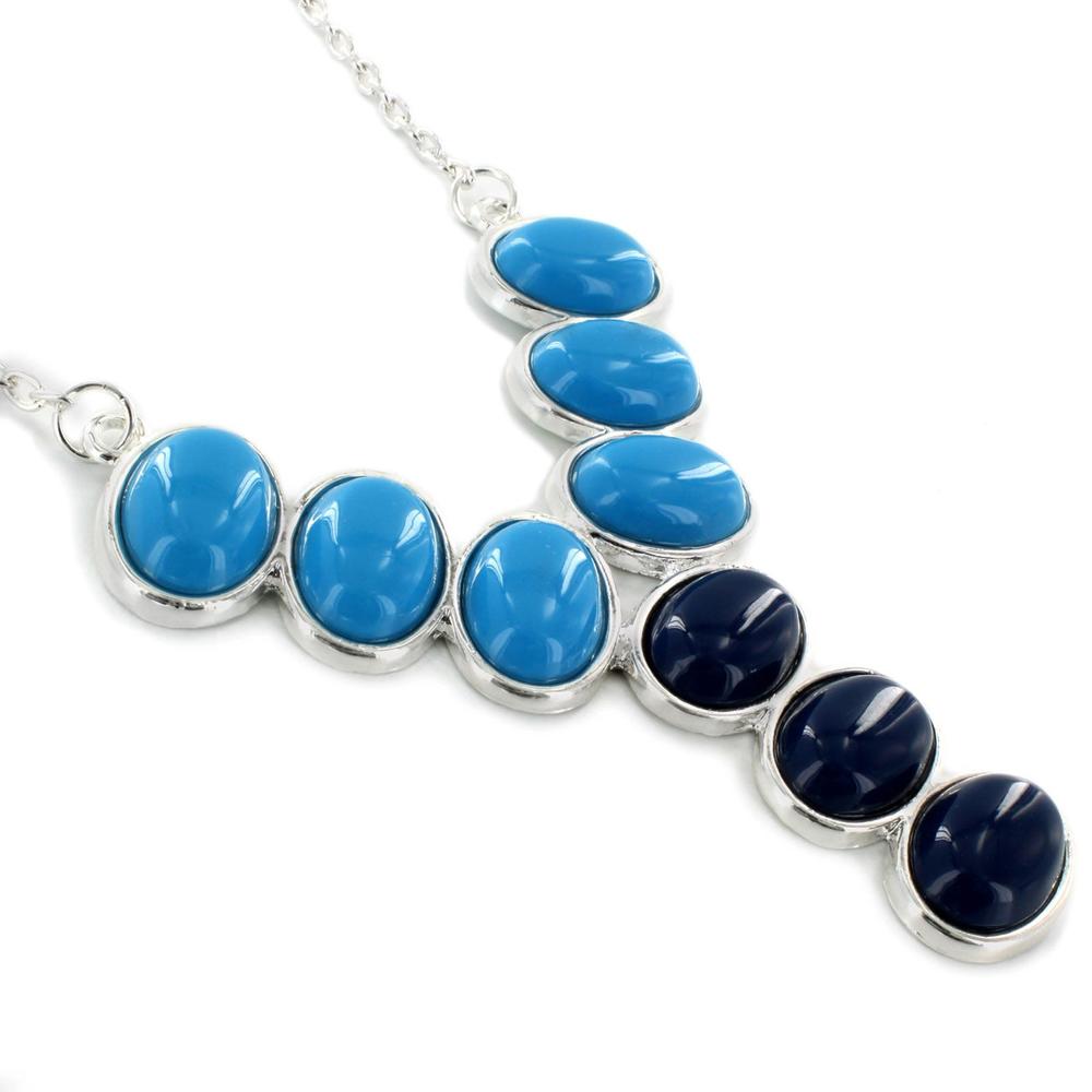 West Coast Jewelry Silvertone Colored Stone Y-Shaped Necklace