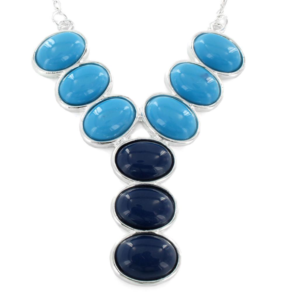 West Coast Jewelry Silvertone Colored Stone Y-Shaped Necklace