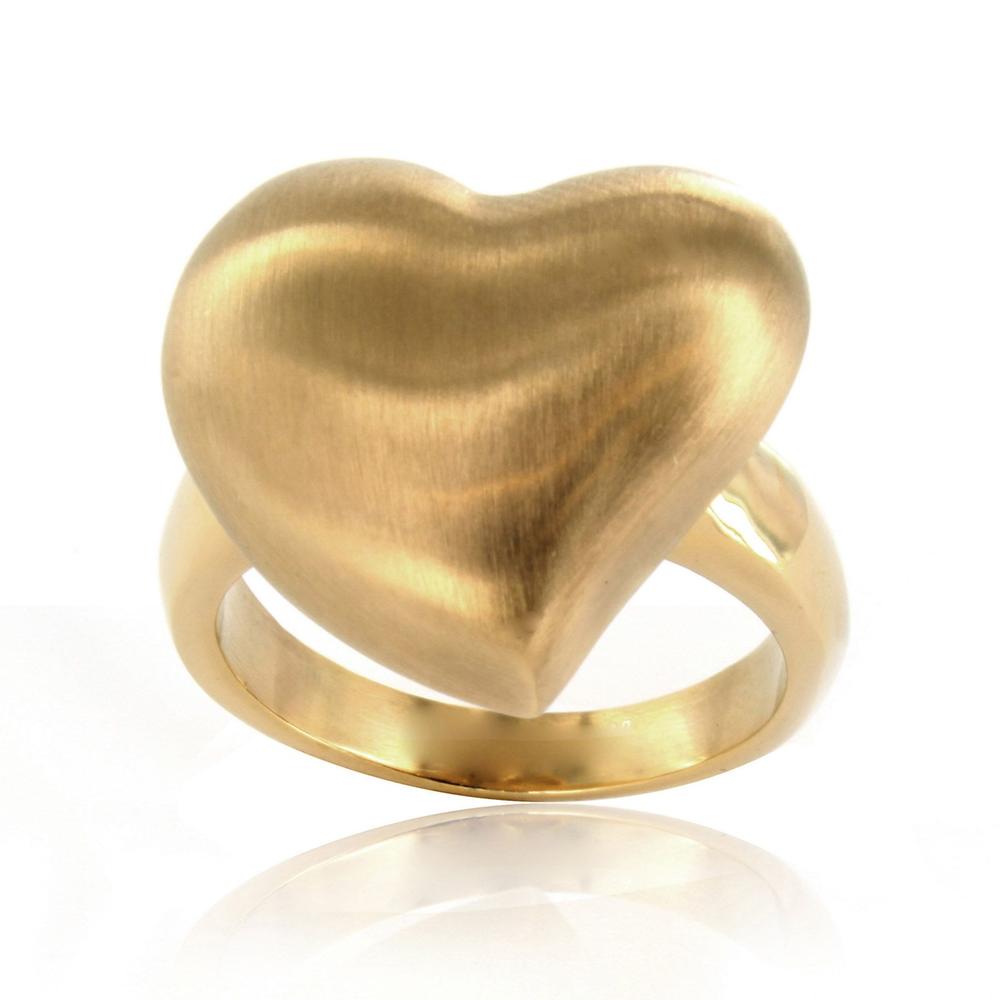 West Coast Jewelry Stainless Steel Goldtone Brushed Heart Ring