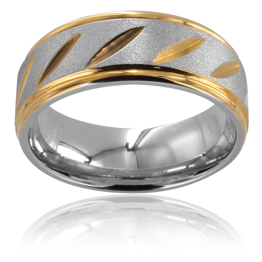 West Coast Jewelry Stainless Steel Goldplated Grooved Ring (8mm)