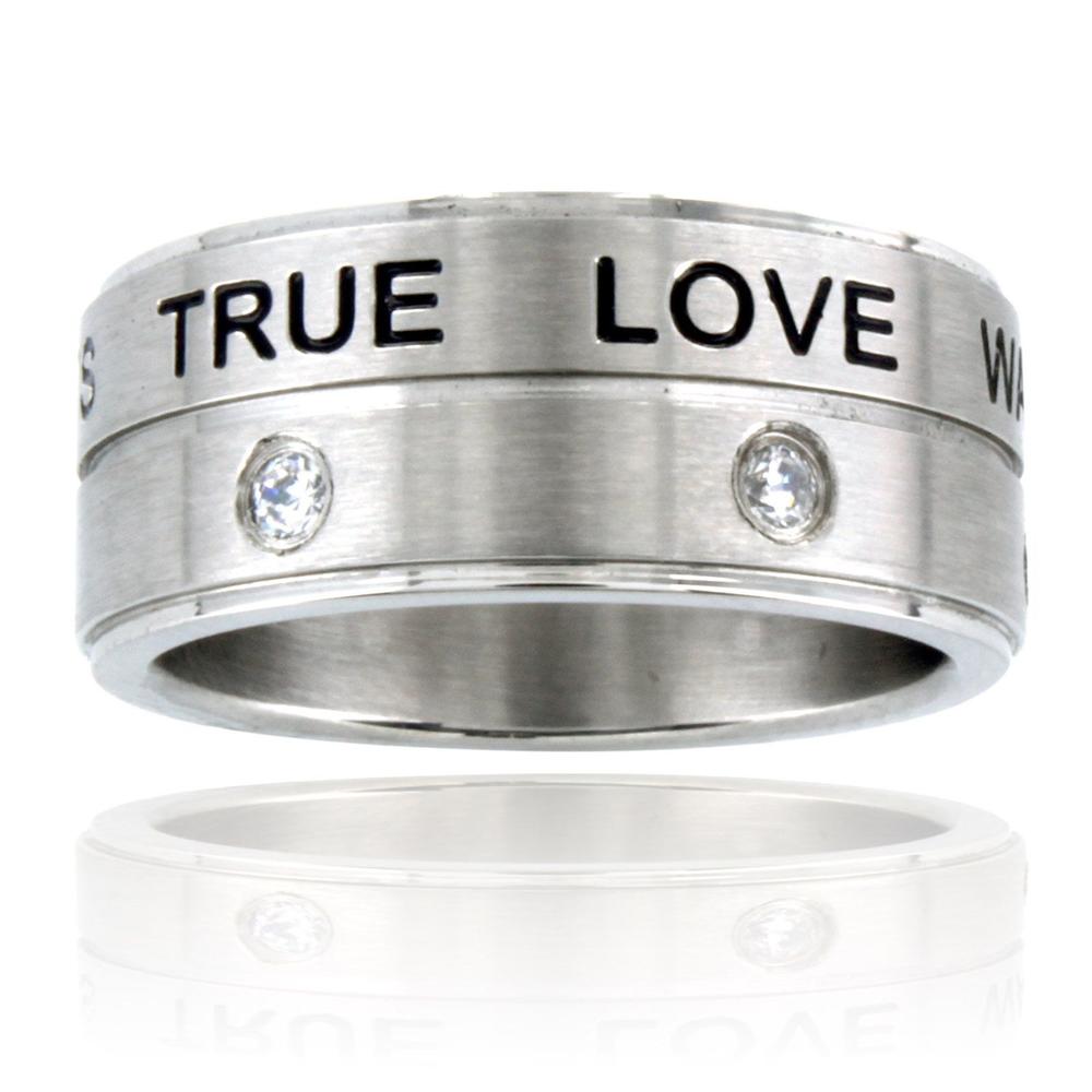 West Coast Jewelry Stainless Steel Stacked 'True Love Waits' Ring