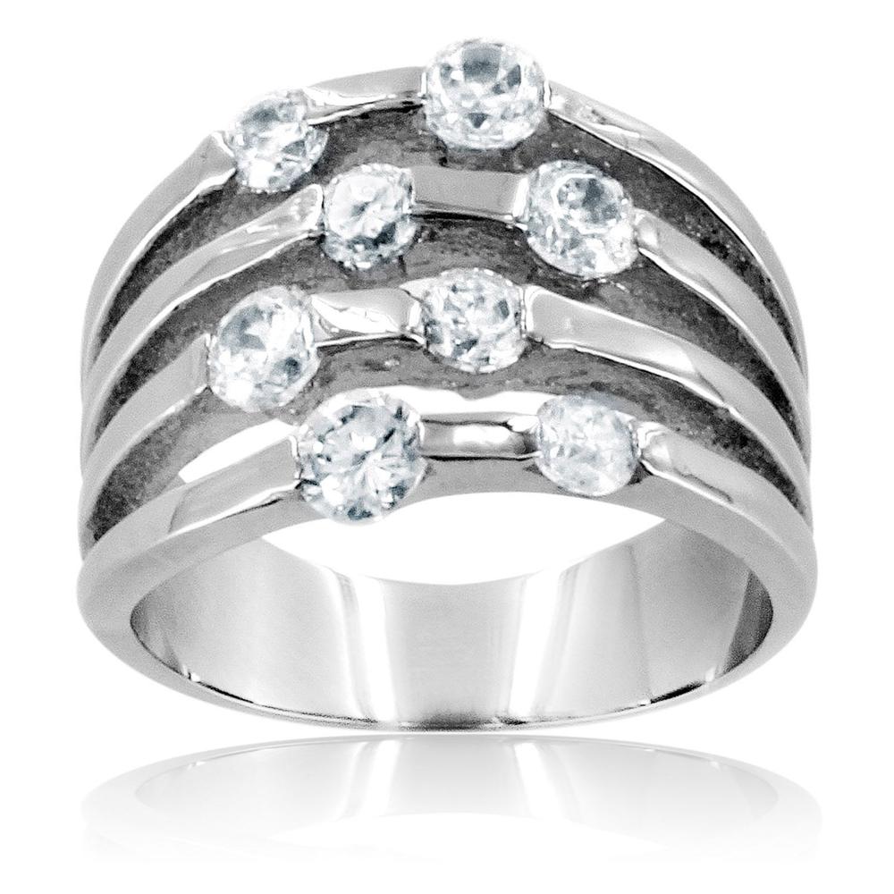West Coast Jewelry Stainless Steel Cubic Zirconia Split Band Ring