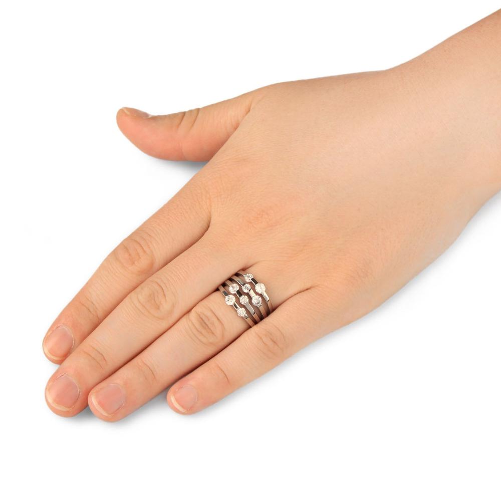 West Coast Jewelry Stainless Steel Cubic Zirconia Split Band Ring