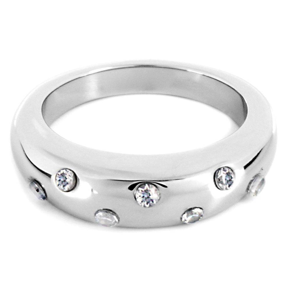 West Coast Jewelry Stainless Steel Clear Crystal Band