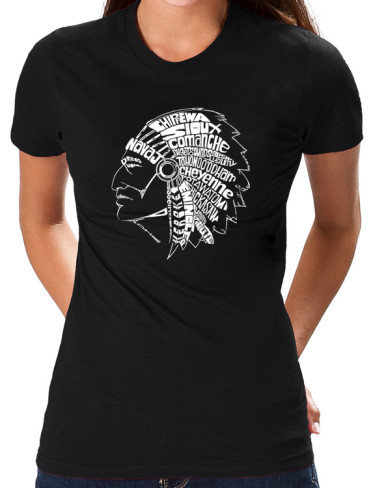 Los Angeles Pop Art Women's Word Art T-Shirt - Popular Native American Indian Tribes