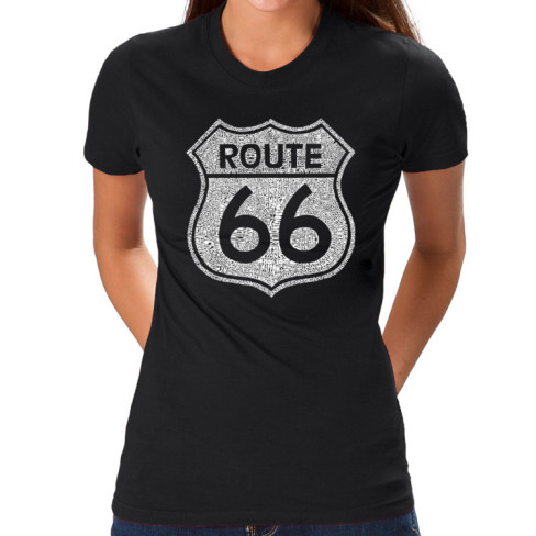 Los Angeles Pop Art Women's Word Art T-Shirt - Cities along The Legendary Route 66 Online Exclusive