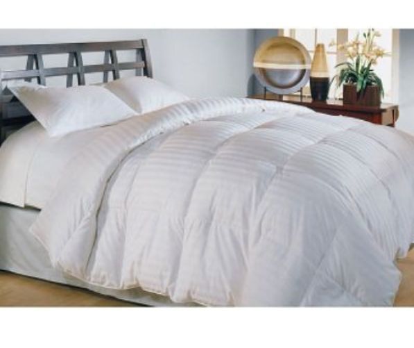 Blueridge Home Fashions 500 Thread Count Damask Stripe White Down Comforter King