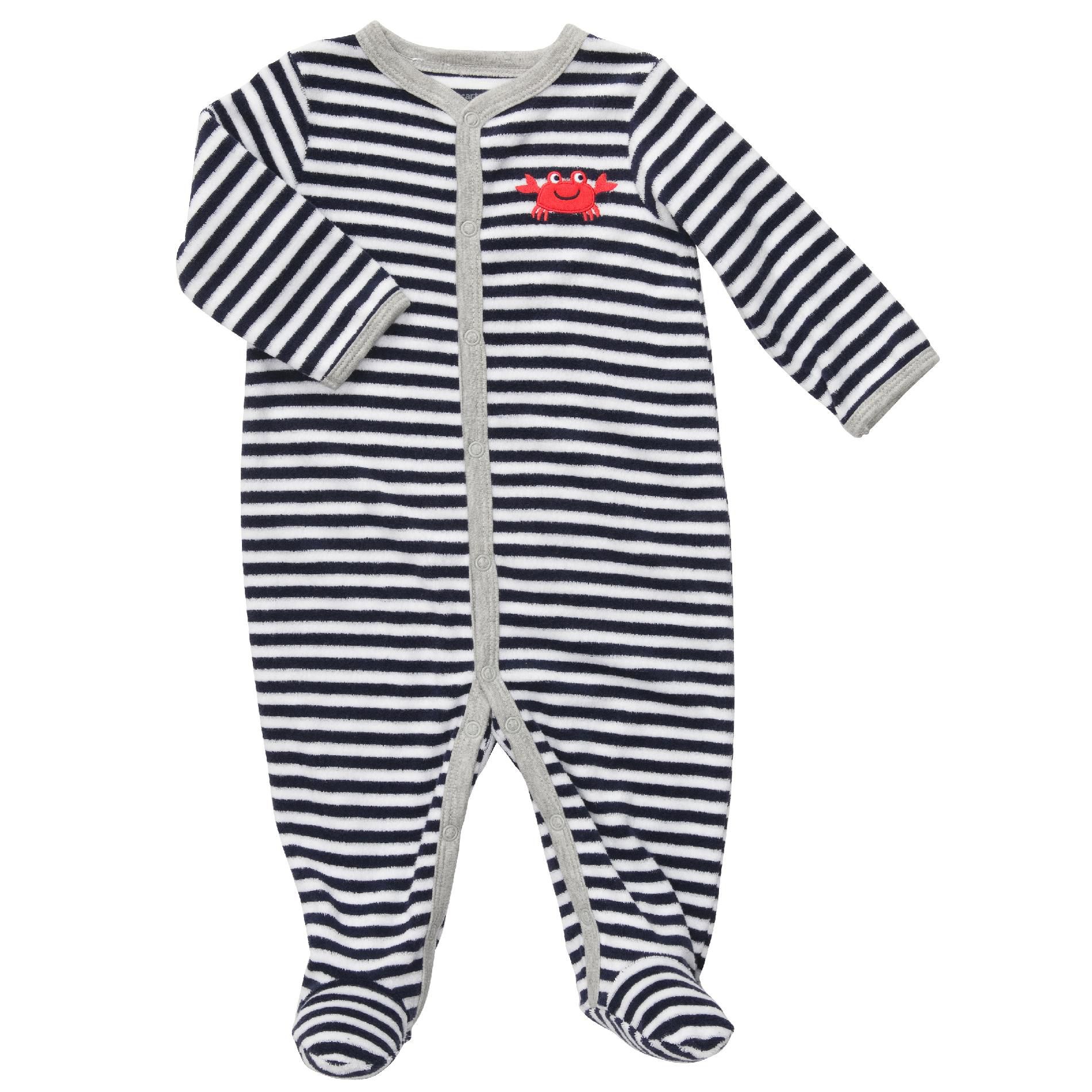 Carter's Infant Boy&#8217;s Blanket Sleeper Striped Terry &#8211; Crab