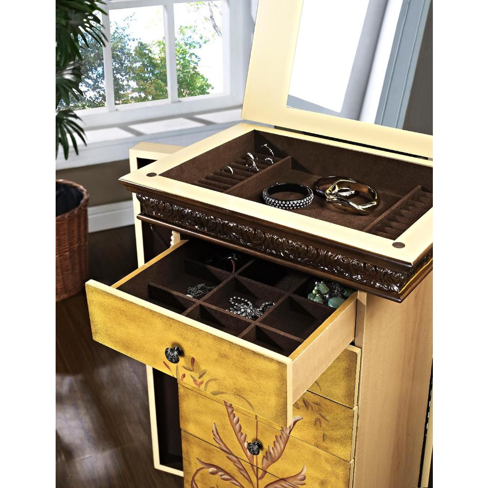 L Powell Masterpiece "Antique Parchment" Hand Painted Jewelry Armoire