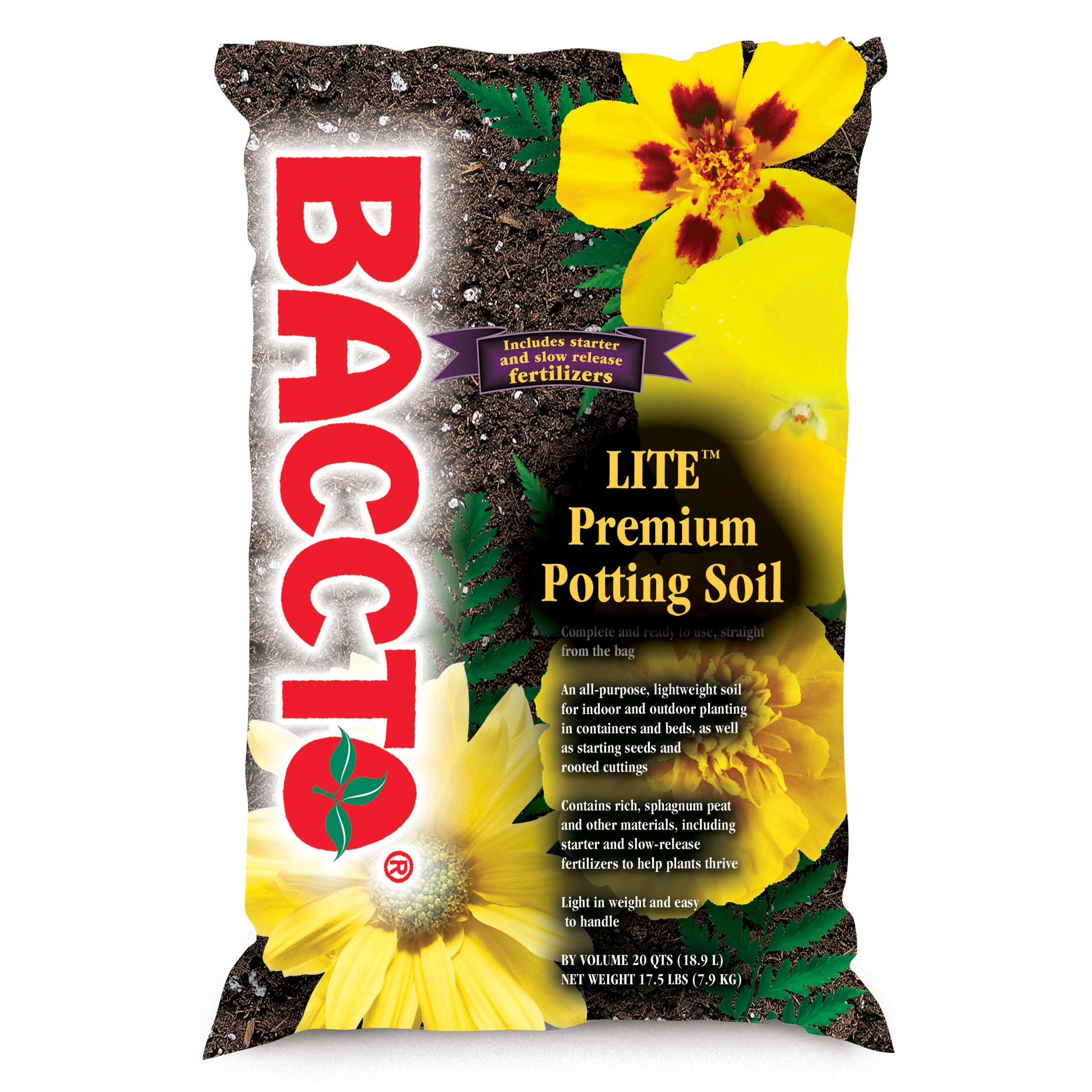 Michigan Peat MPC1420 BACCTO Lite Premium Potting Soil - 20 quart