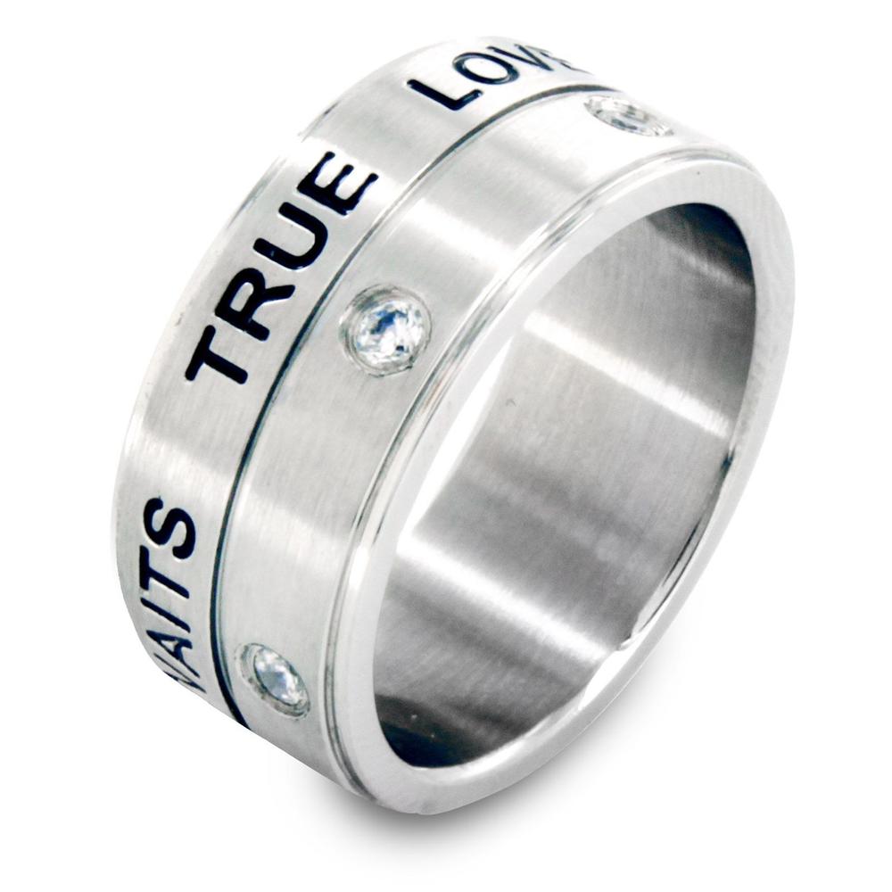 West Coast Jewelry Stainless Steel Stacked 'True Love Waits' Ring