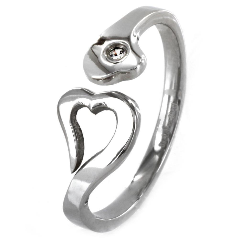 West Coast Jewelry Stainless Steel Heart Cubic Zirconia Promise Ring