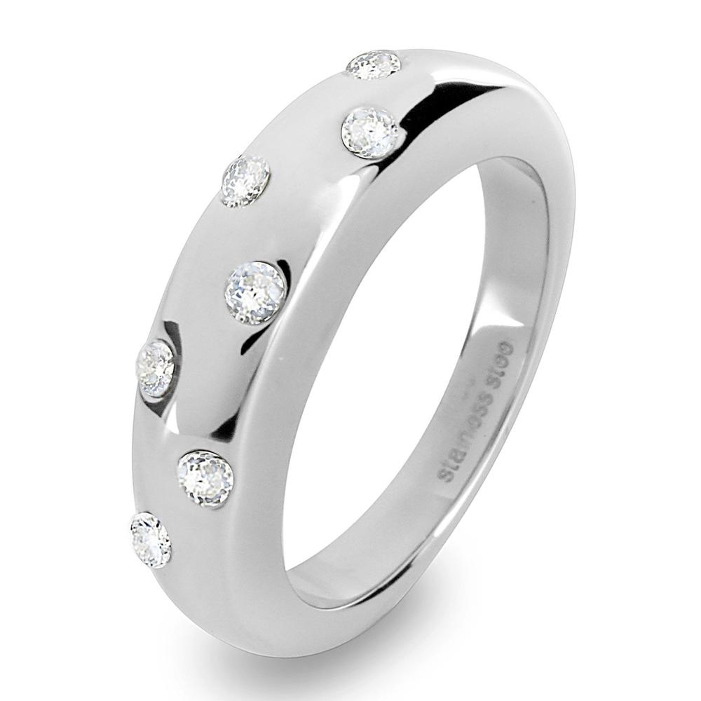 West Coast Jewelry Stainless Steel Clear Crystal Band
