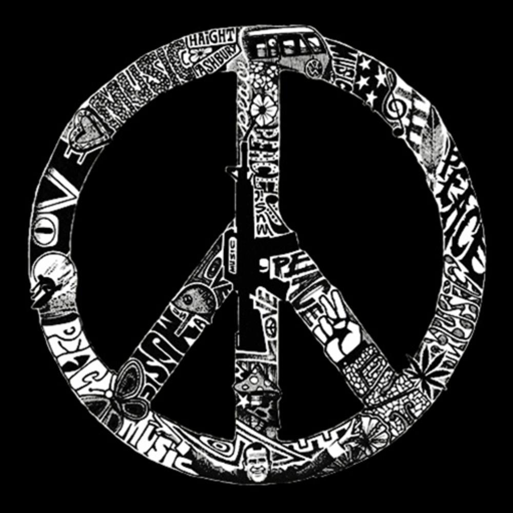 Los Angeles Pop Art Men's Word Art Hoodie - Peace  Love & Music