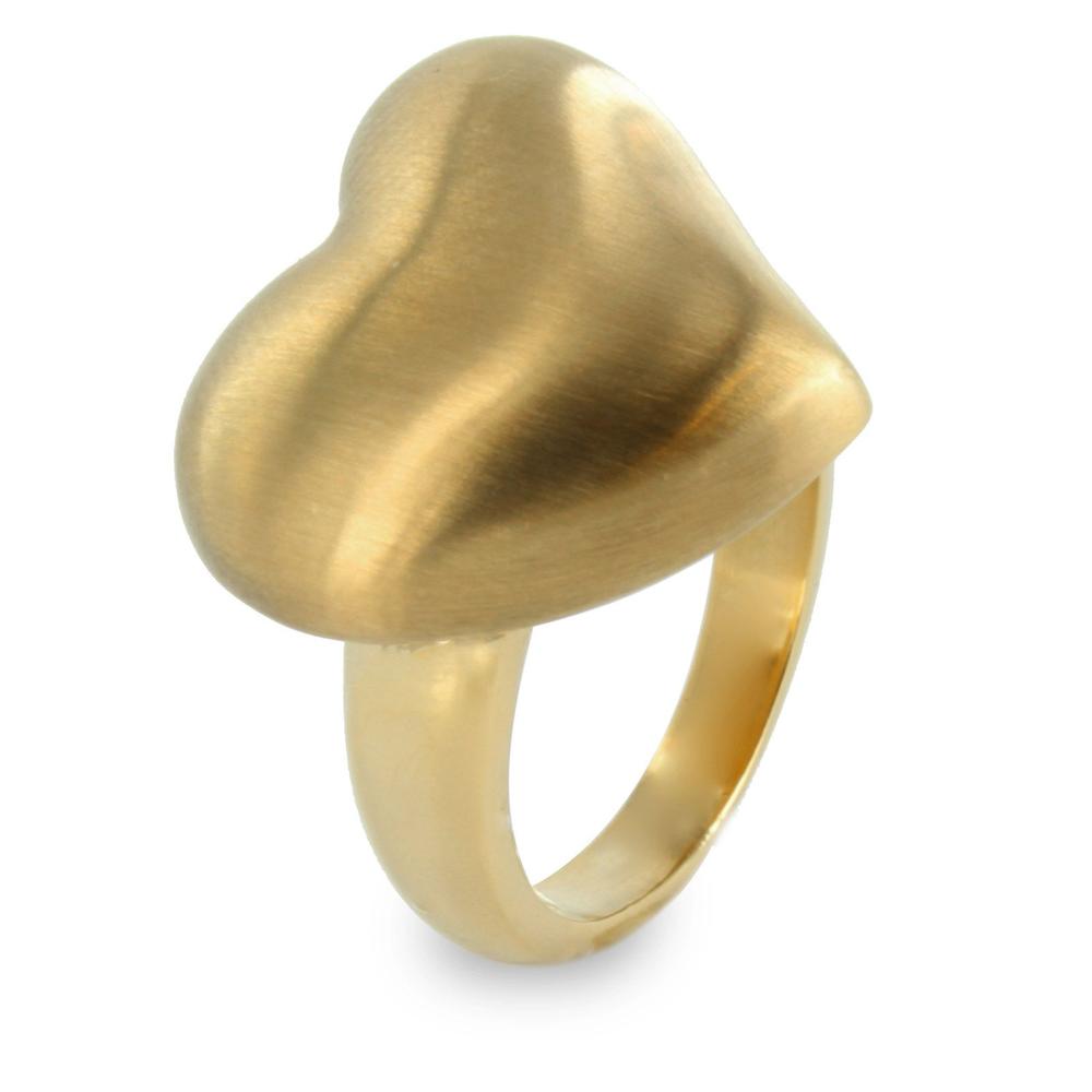 West Coast Jewelry Stainless Steel Goldtone Brushed Heart Ring