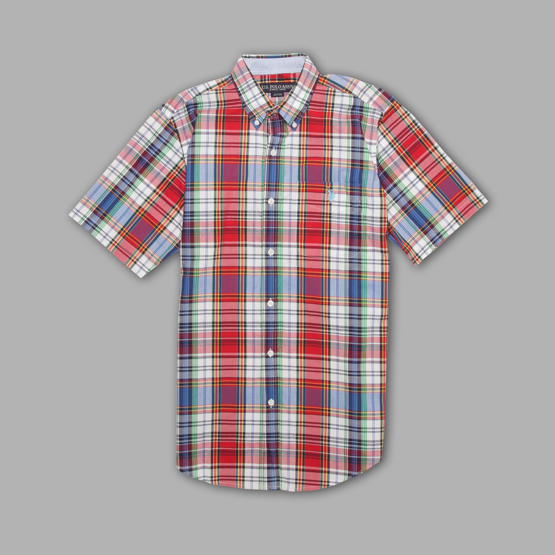 U.S. Polo Assn. Men&#8217;s Shirt Button-Front Short Sleeve Plaid
