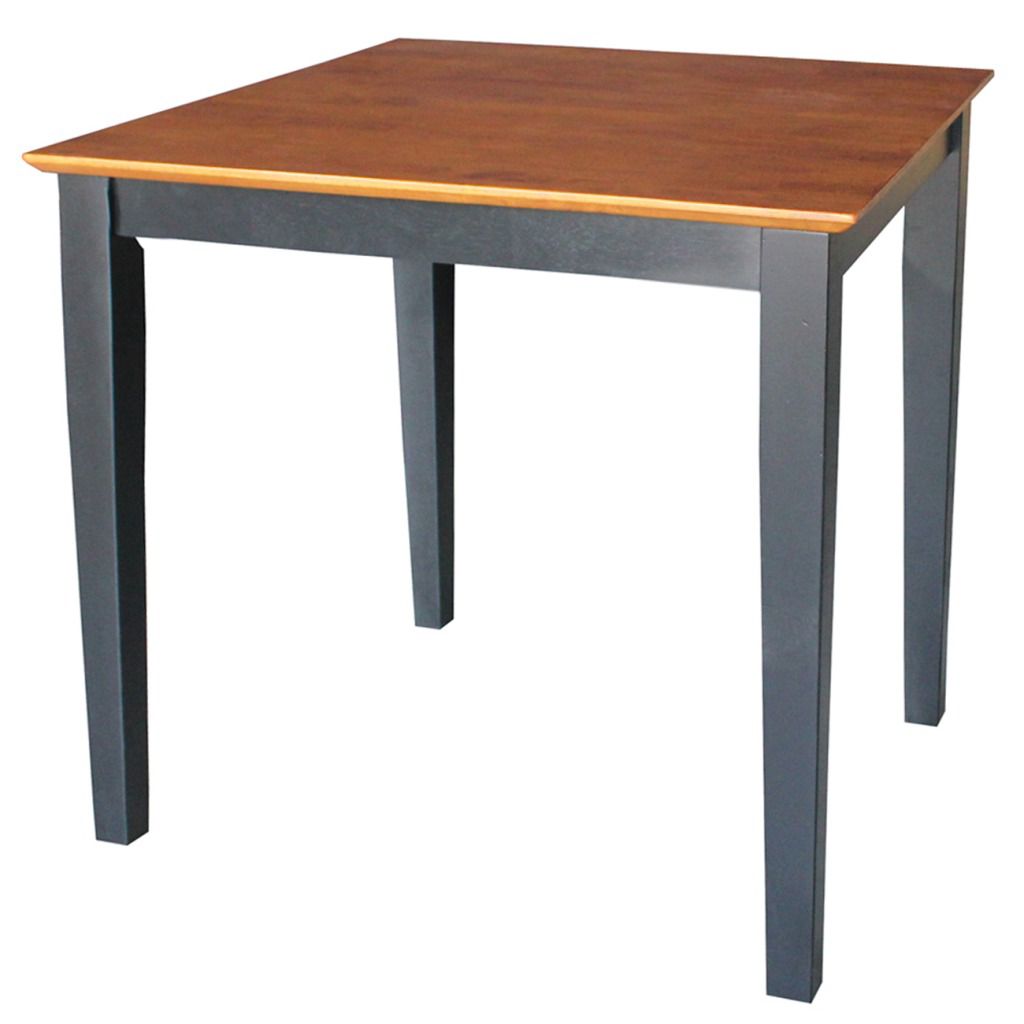 International Concepts Solid Wood Table with Shaker Legs in Black/Cherry  30 in x 30 in x 30 in