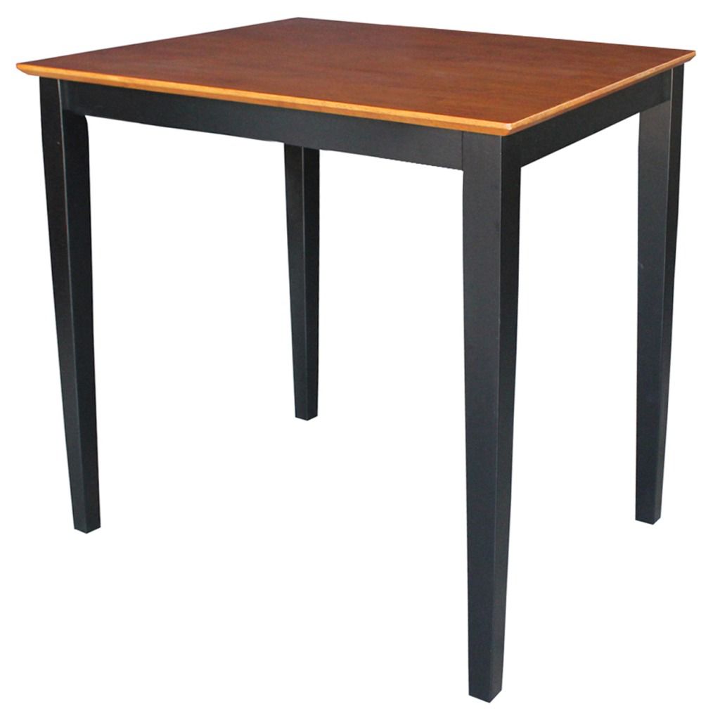International Concepts Solid Wood Table with Shaker Legs in Black/Cherry  30 in x 30 in x 36 in