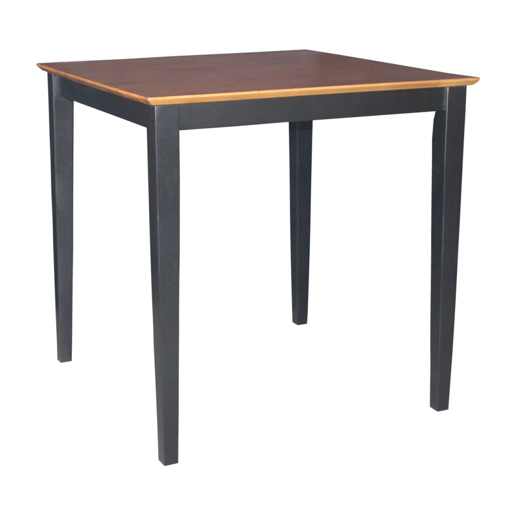 International Concepts Solid Wood Table with Shaker Legs in Black/Cherry  36 in x 36 in x 36 in