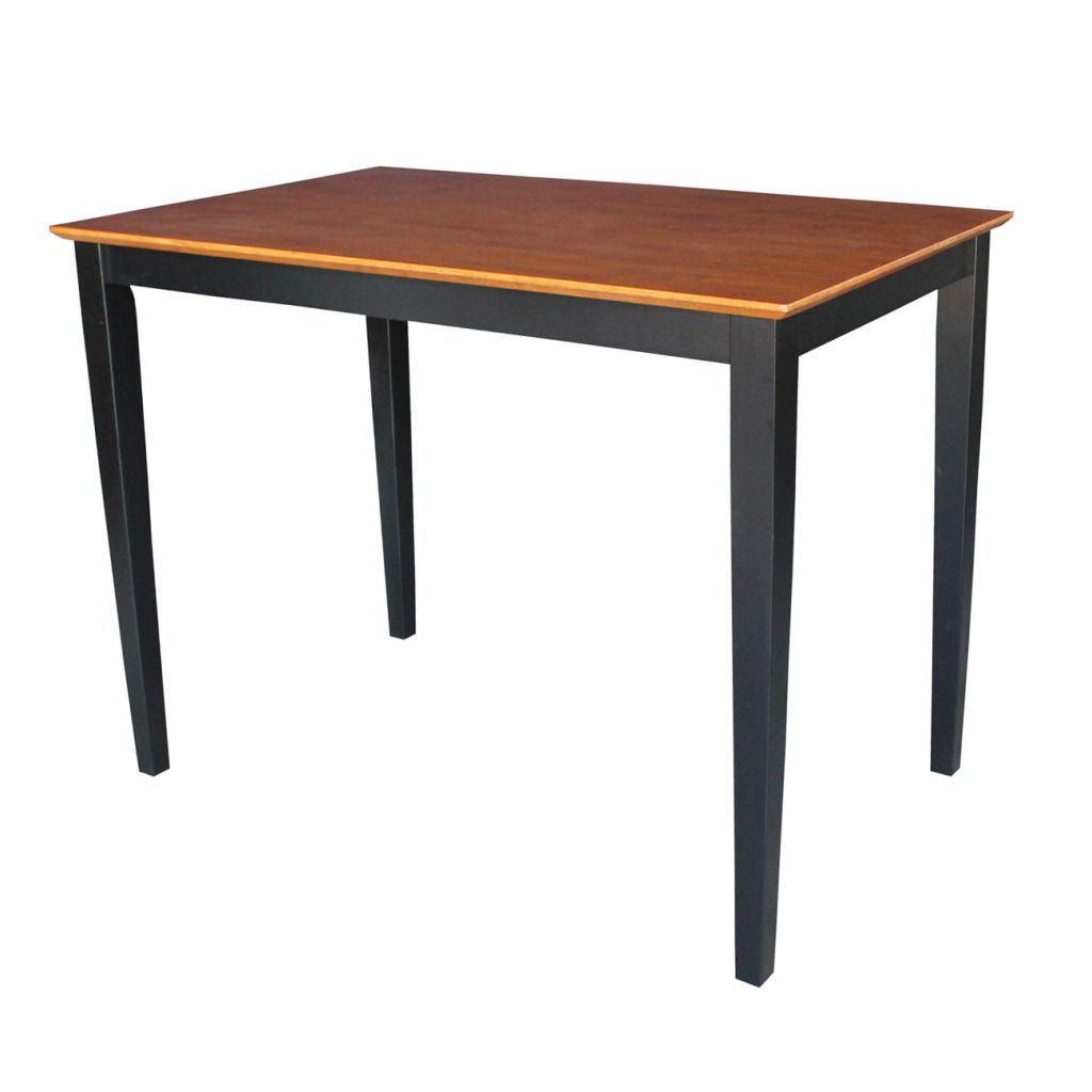 International Concepts Solid Wood Table with Shaker Legs in Black/Cherry  48 in x 30 in x 36 in