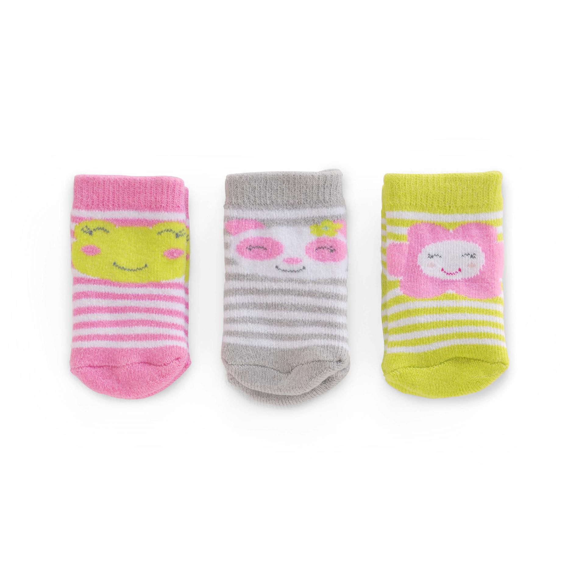 Carter's 0-3 Months Infant Girl&#8217;s Socks 3-Pack Terrycloth Striped