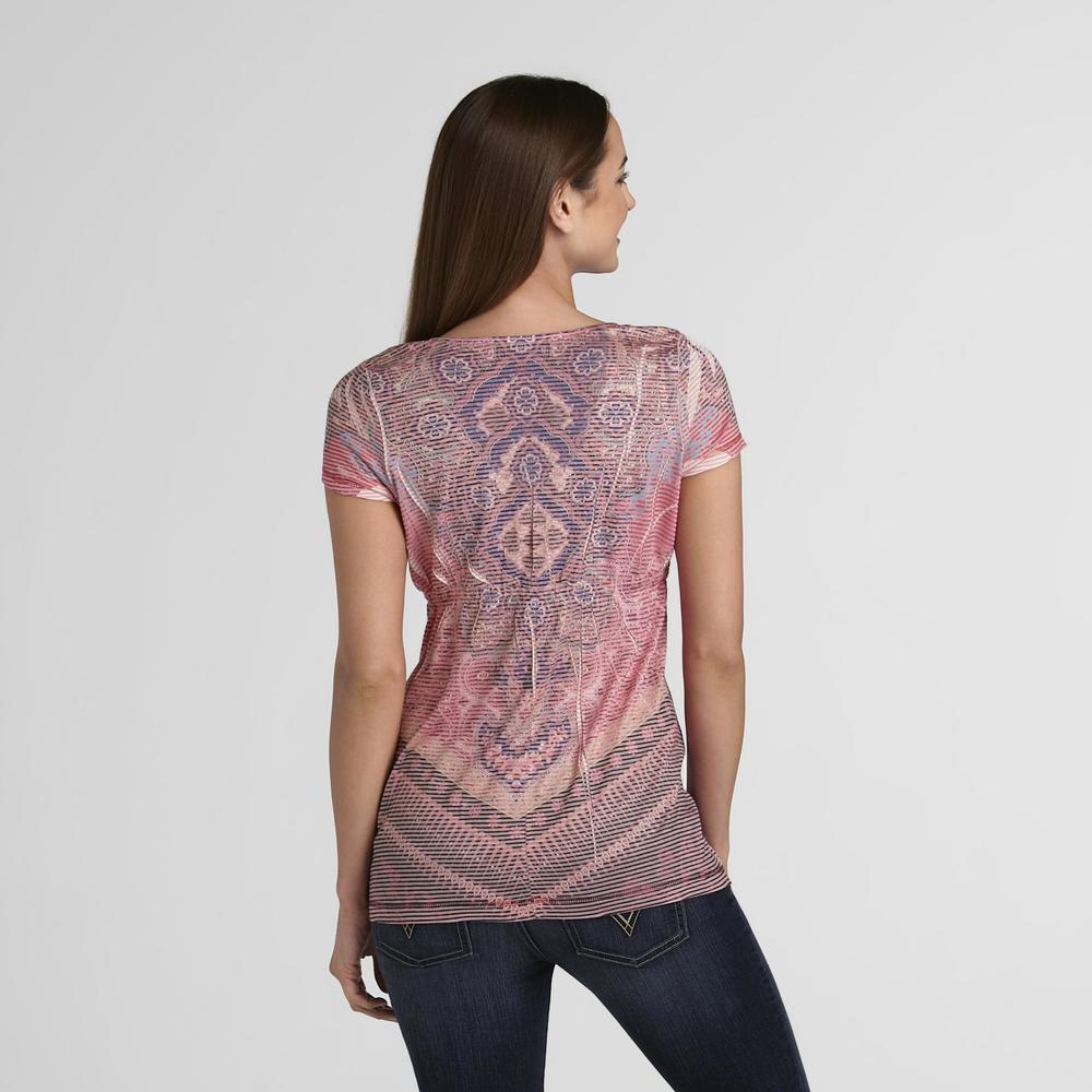 Live and Let Live Women's Lace Neck Top - Paisley