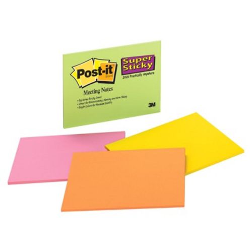 Post it 6845-SSP-1PK Notes Super Sticky Pad Assorted Neon Colors 8 x 6