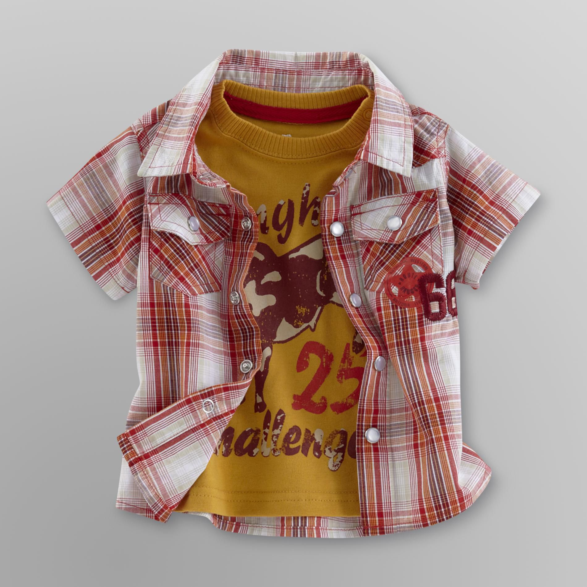 Route 66 Infant Boy's Plaid Shirt and Graphic Tee - Cowboy