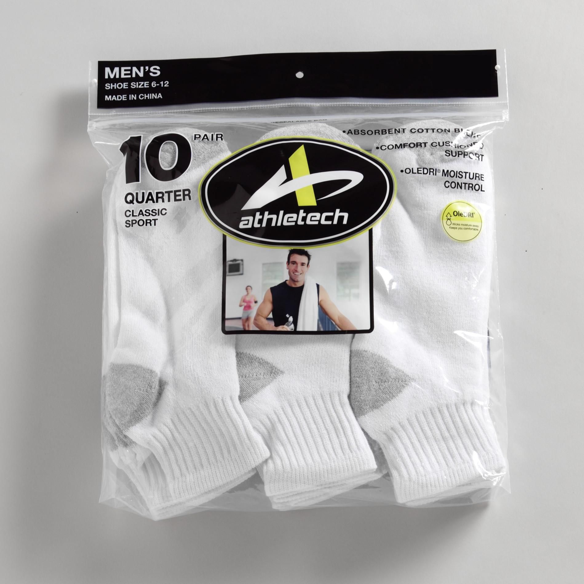 Athletech Men's 10 Pair Classic Sport Quarter Socks