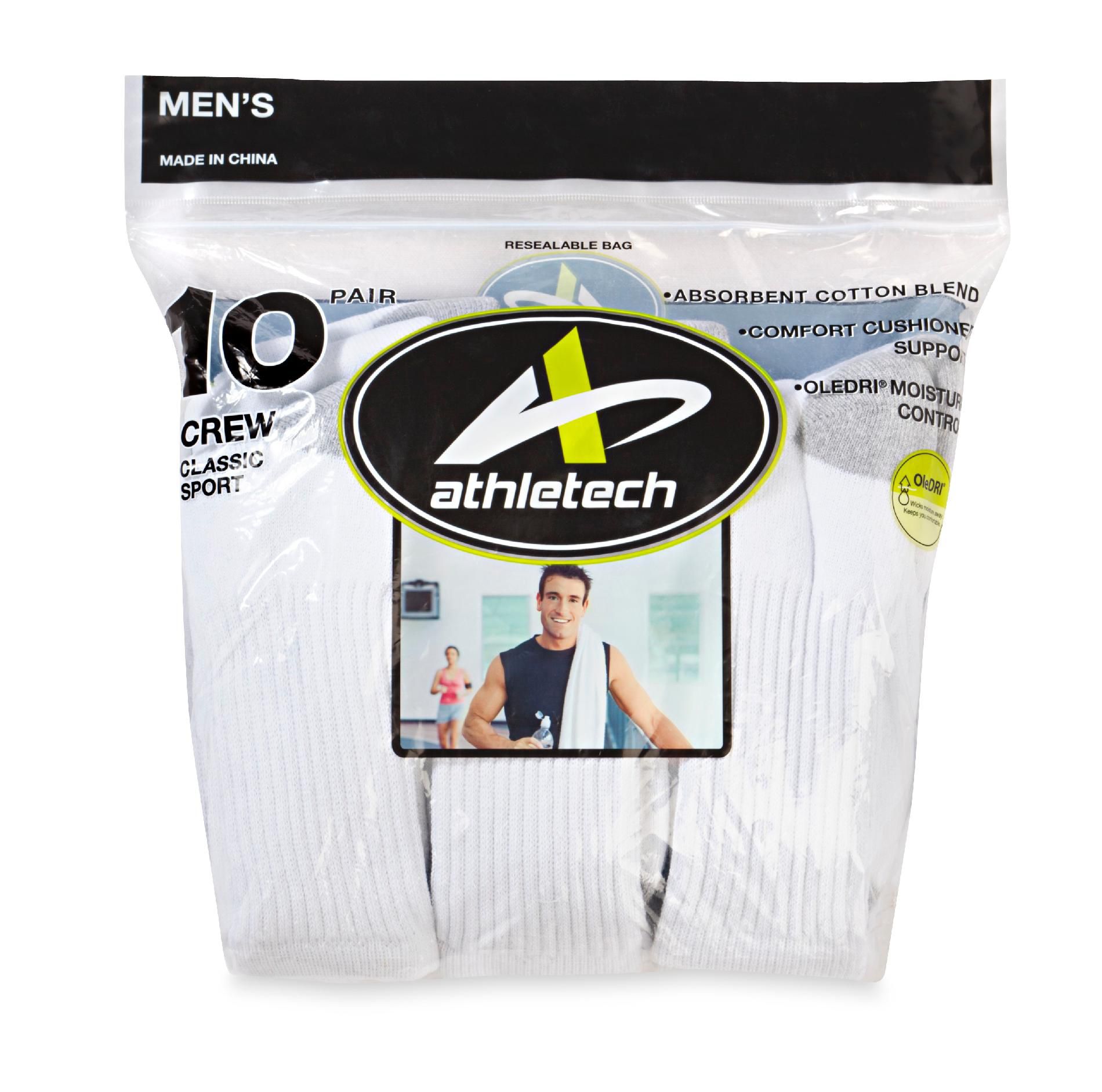 Athletech Men's 10 Pair Classic Sport Crew Socks