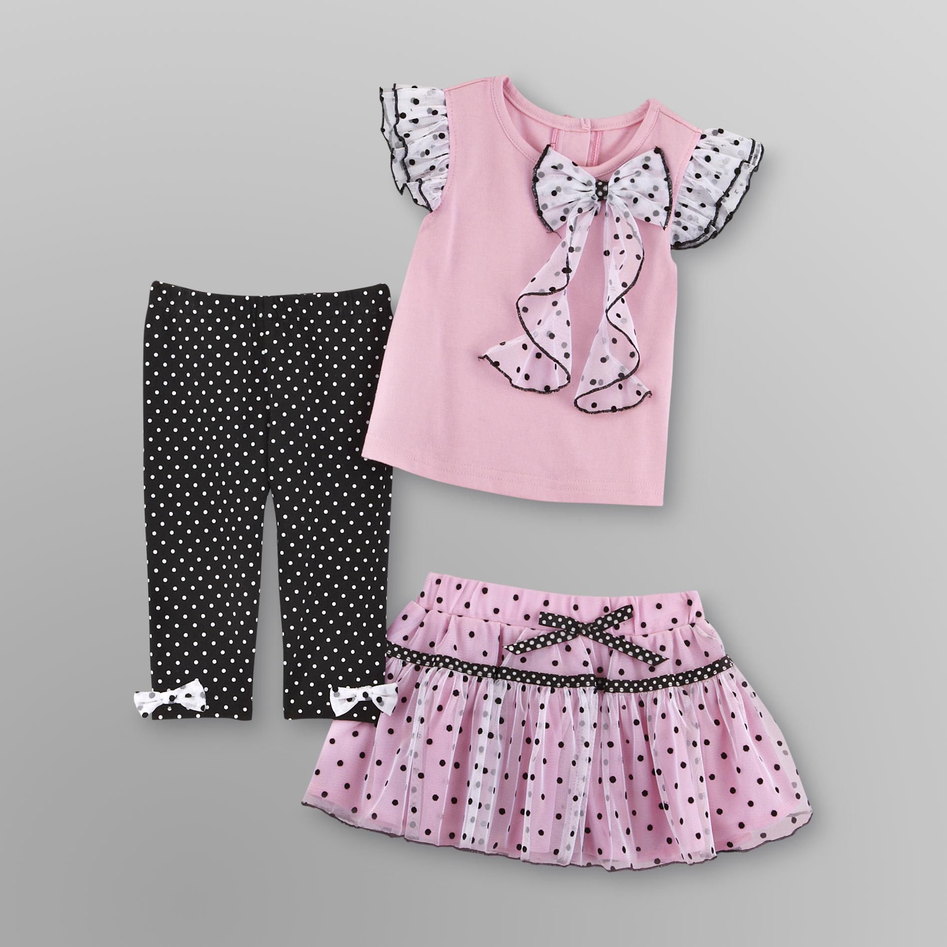 Holiday Editions Infant & Toddler Girl's Top  Skirt & Leggings - Polka Dots