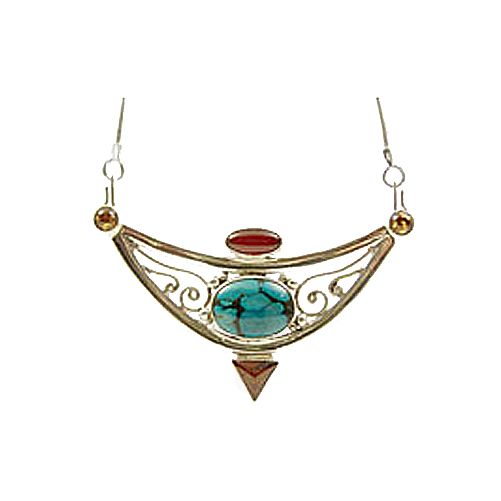 Artisan Handicrafts Amber, Carnelian and Turquoise Necklace