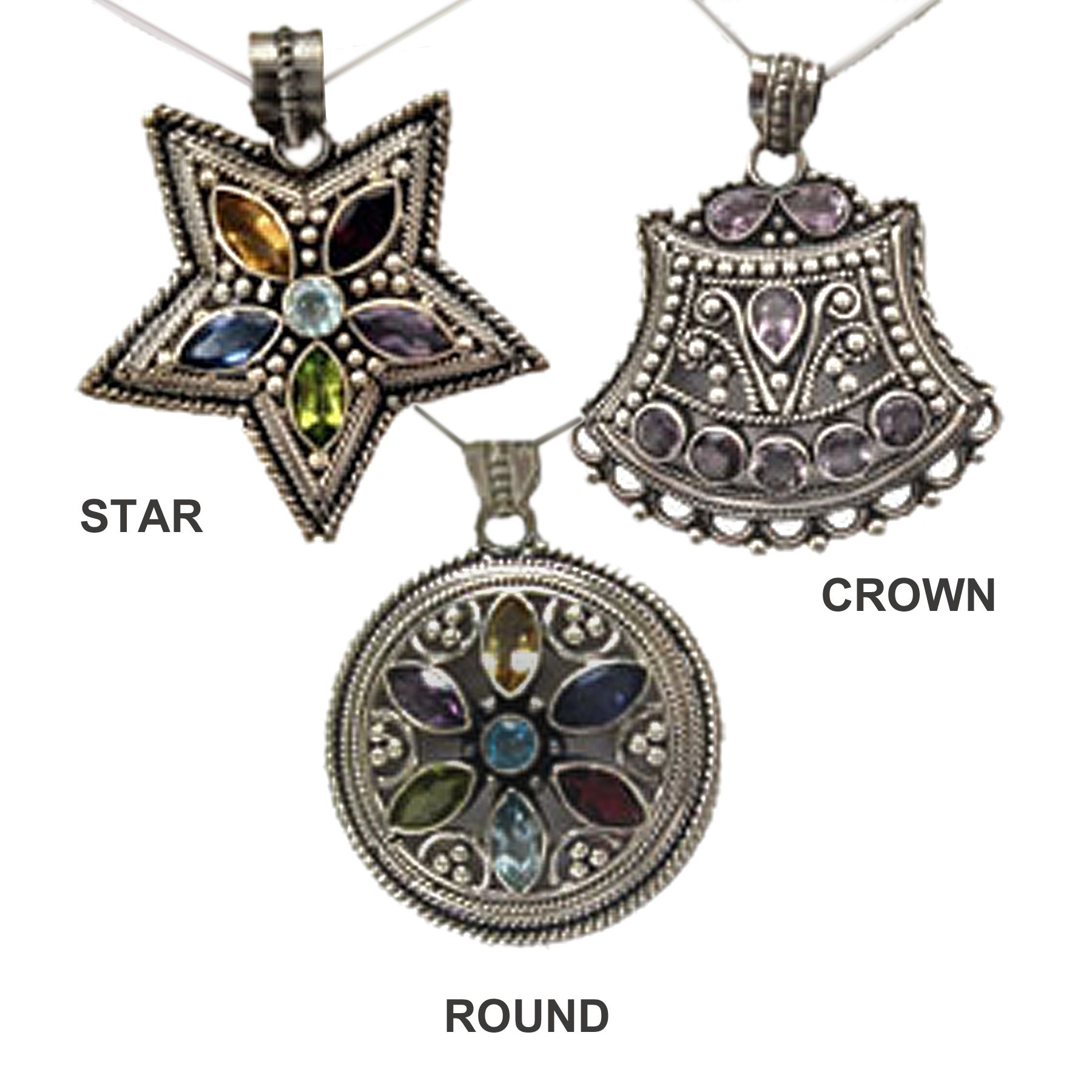 Artisan Handicrafts Regal Minura Jeweled Crown, Round, or Star Necklace