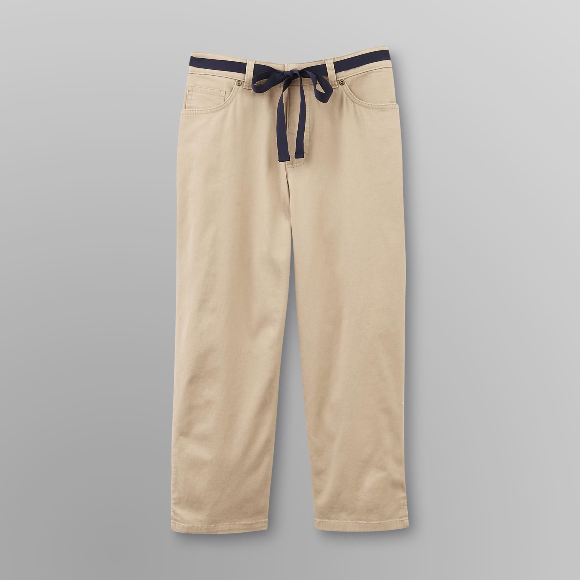 Basic Editions Women's Belted Color Capri Pants