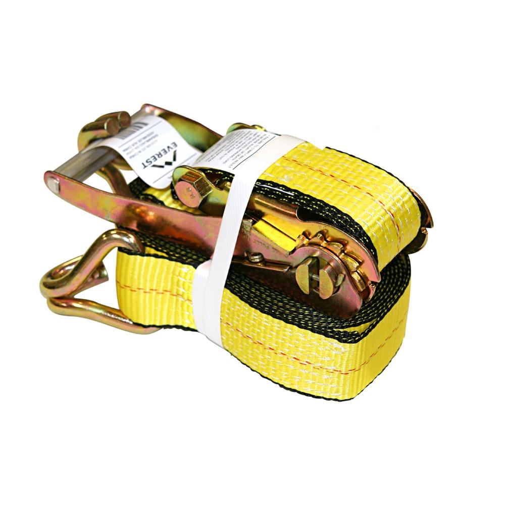 2 Inch X 27 Foot Heavy-Duty Ratchet Tie-Down Straps With Flat Hooks – 3333 Lbs Working Load