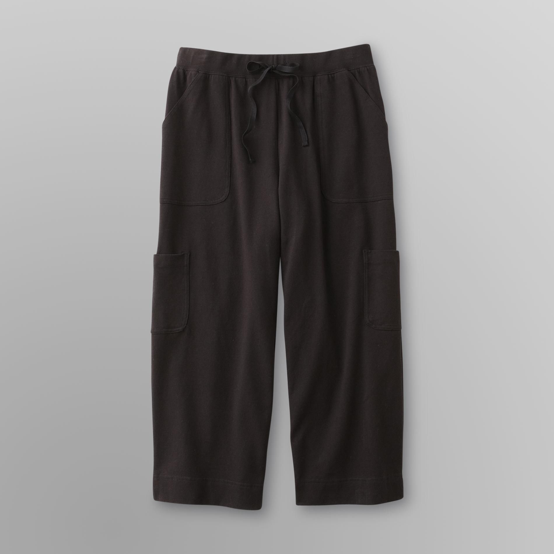 Basic Editions Women's Knit Cargo Capris