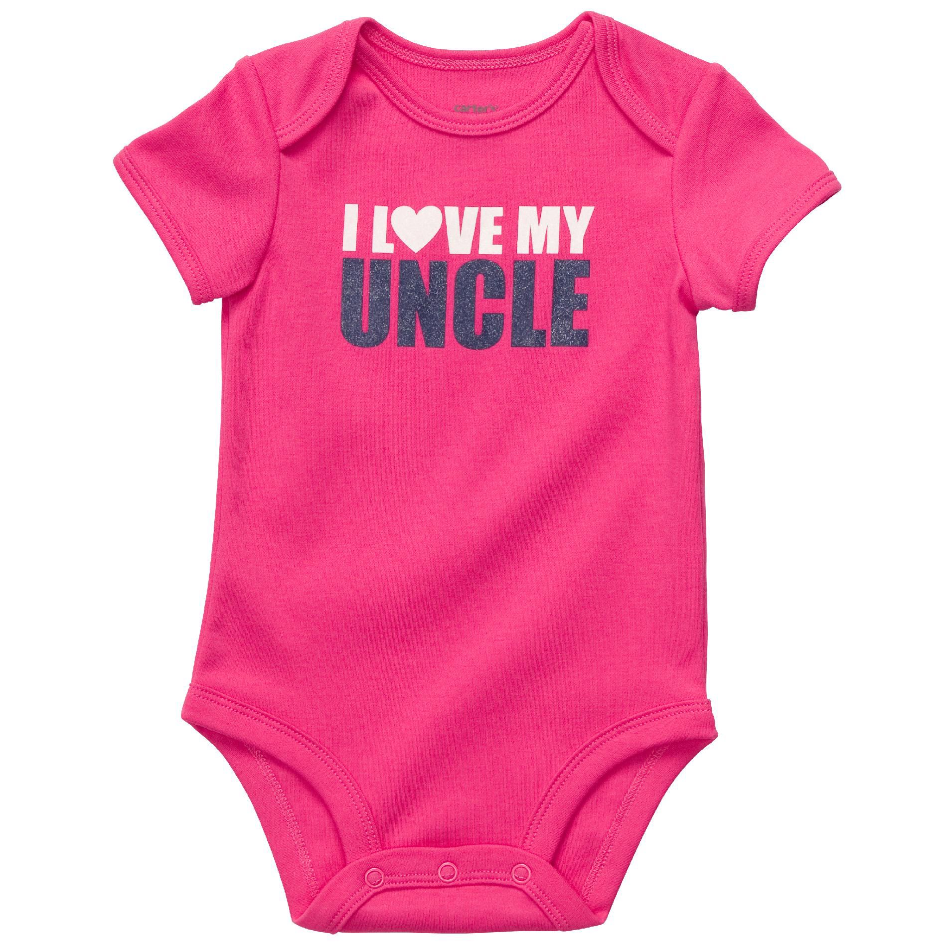 Carter's Newborn Girl's &#8216;I Love My Uncle&#8217; Short Sleeve Bodysuit
