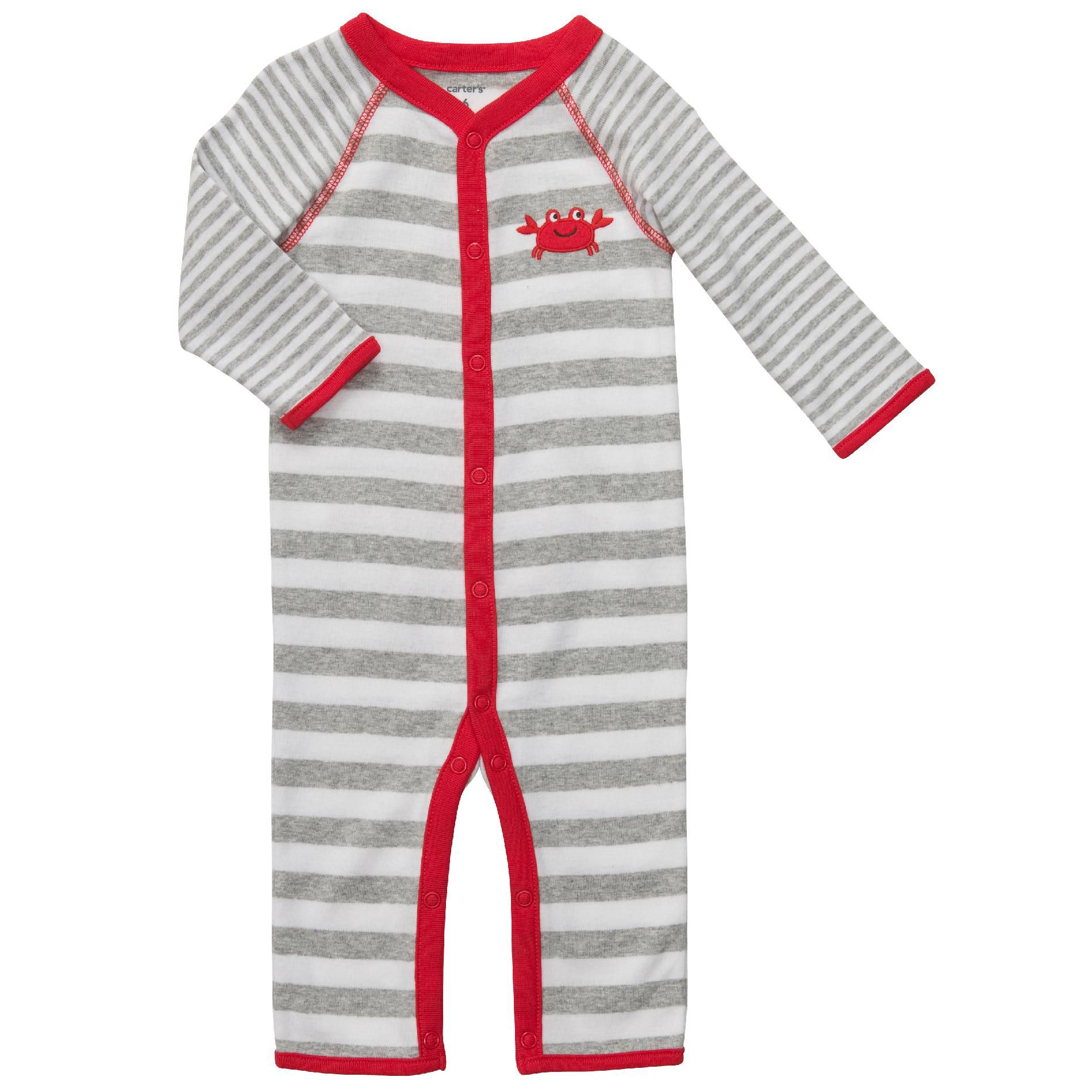 Carter's Newborn & Infants Boy&#8217;s &#8216;Crab&#8217; Long Sleeve Striped Sleeper