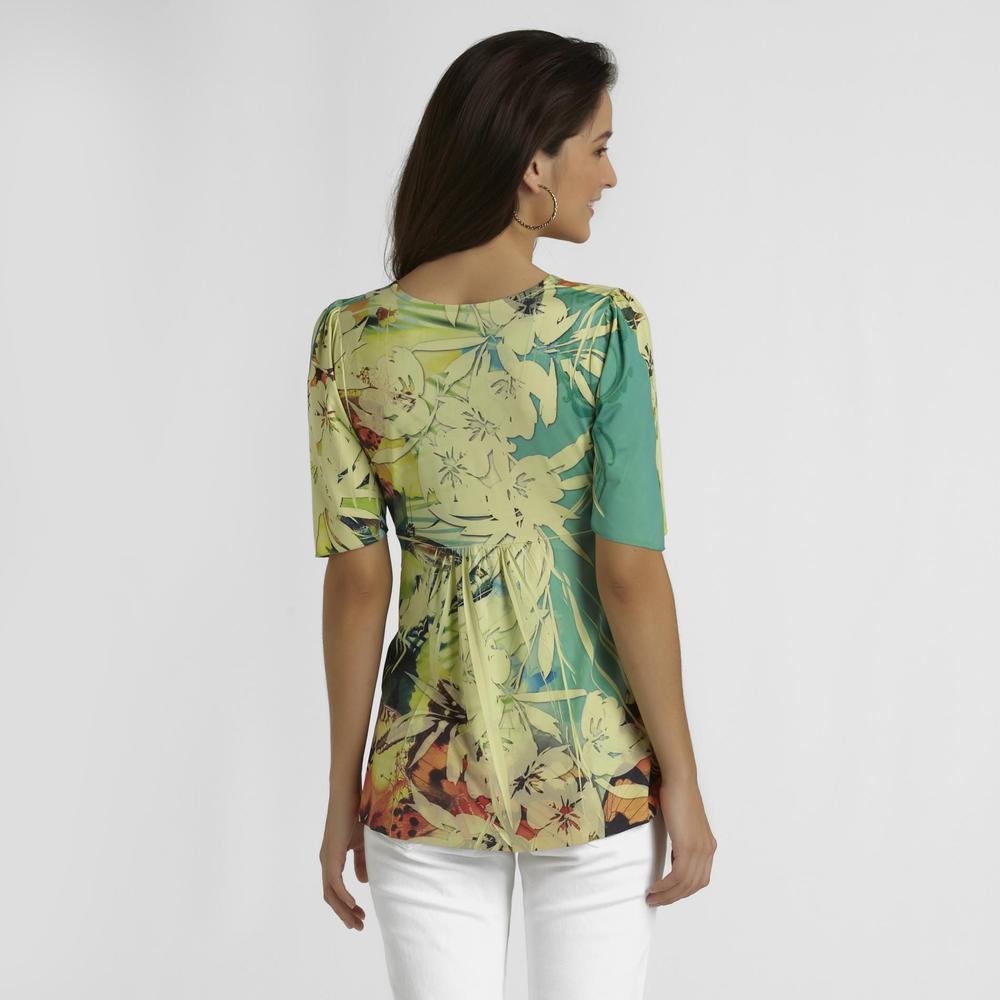 Live and Let Live Petite's Sublimation Top - Floral/Butterfly Print