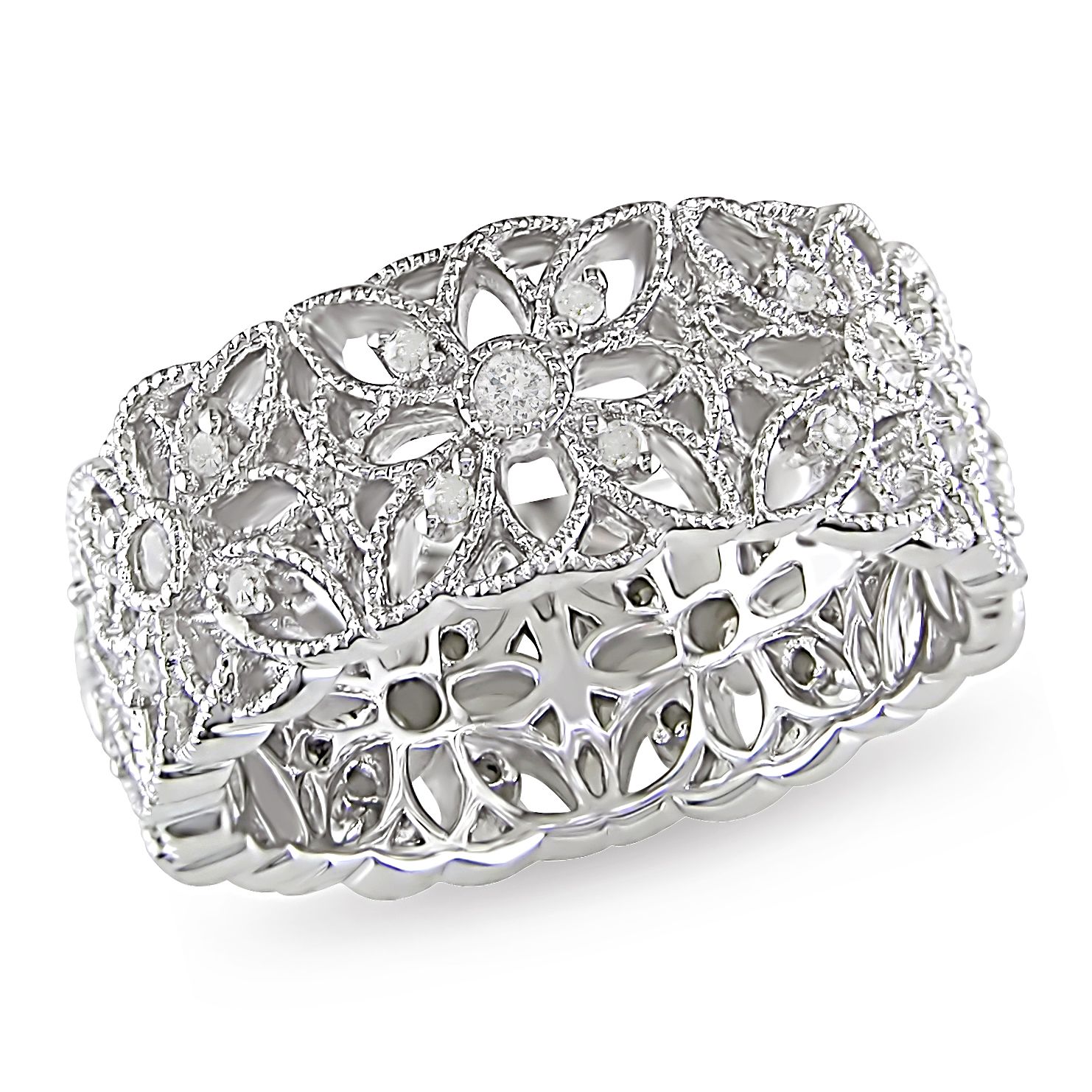 Amour Sterling Silver 1/3 CT Diamond Fashion Ring (I3)
