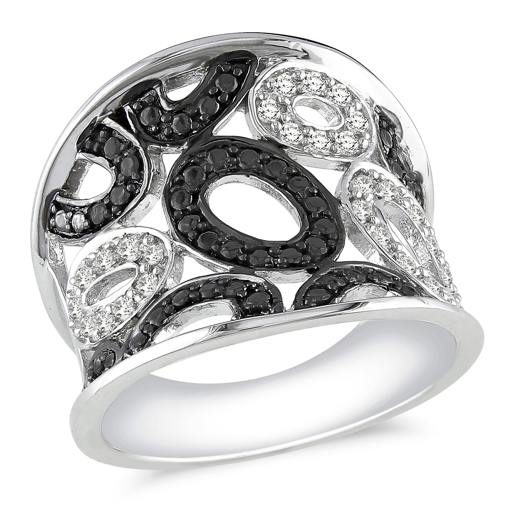 Amour Sterling Silver with Black Rhodium Plating 1/5 CT Diamond Fashion Ring (GH I3)