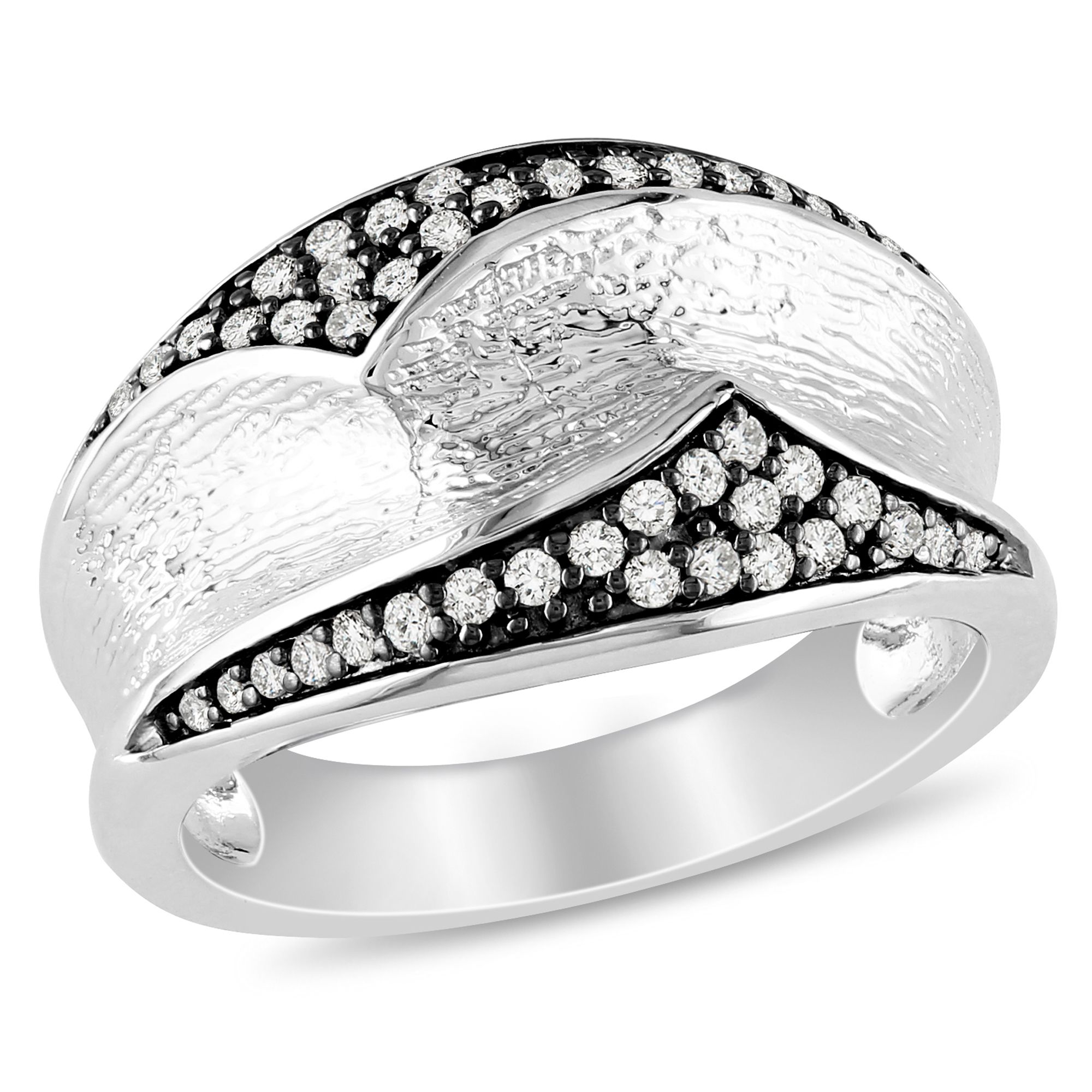 Amour Sterling Silver with Black Rhodium Plating 1/4 CT Diamond Fashion Ring (GH I3)