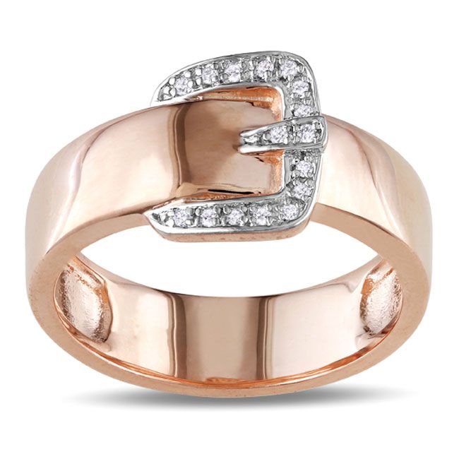 Amour Sterling Silver with Pink Rhodium Plating 0.05 CTTW Diamond Fashion Ring (GH I2;I3)