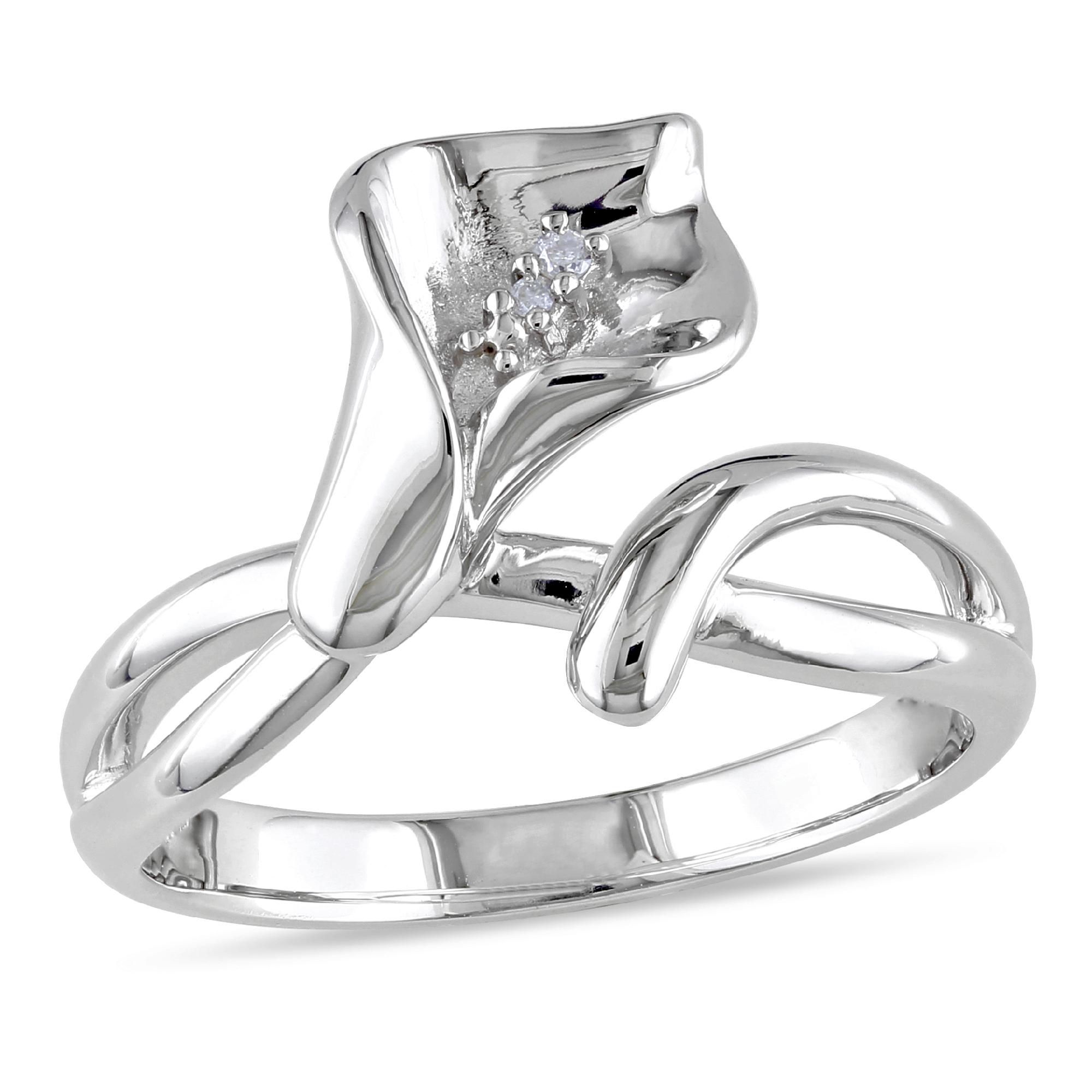 Amour Sterling Silver 0.011 CT Diamond Flower Ring (GH I1;I2)